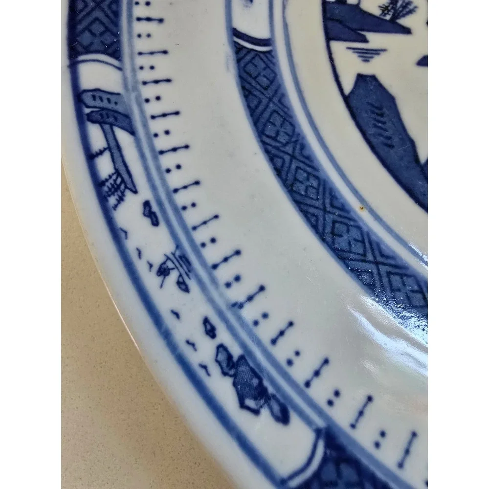 Jingdezhen Renmin Chinese Blue Willow Porcelain Pagoda Landscape Plate 9.75in